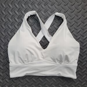Athleta White Cross Back Sports Bra Women’s XS Medium Support Yoga Athletic Bra